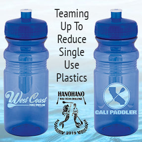 West Coast Paddle Sports Giving Away Reusable Water Bottles with Cali Paddler at Hanohano Ocean Challenge
