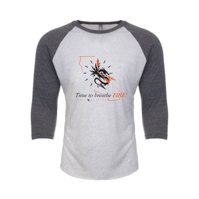 Time to Breathe Fire White-Grey Raglan (Unisex)