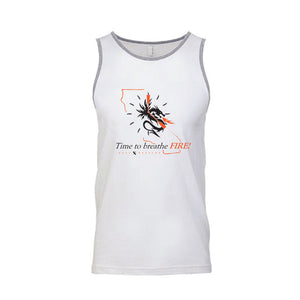 Time to Breathe Fire White-Grey Tank-Top